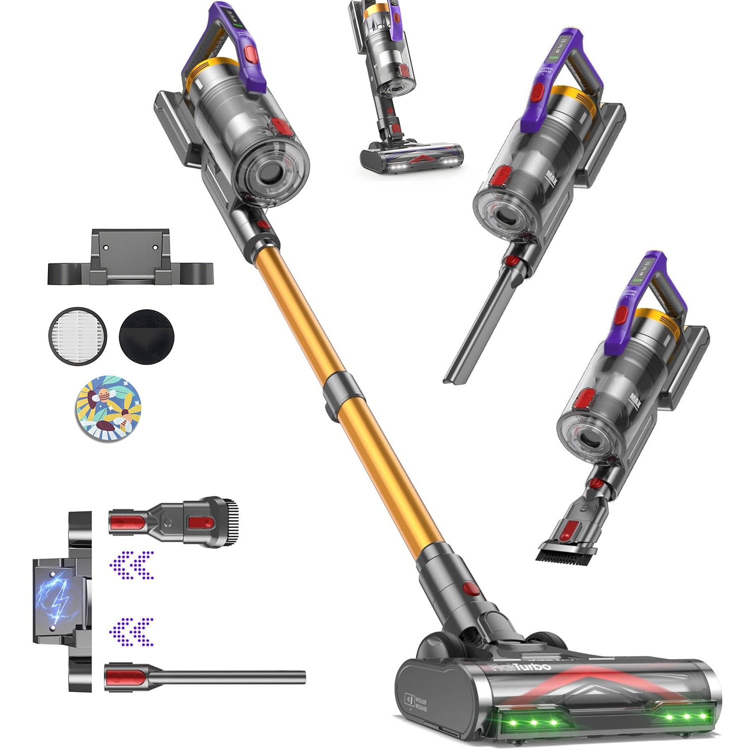 Aspirator vertical fara fir Bedee 2in1 550W putere mare 70min autonomie 26x16x109.7cm