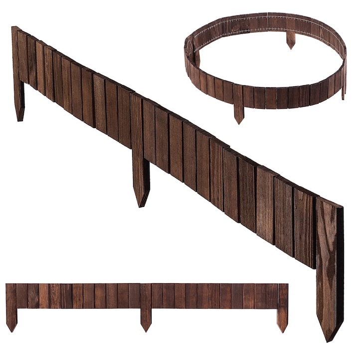 Palisada din lemn KADAX rollborder set 115x10cm, culoare maro, flexibila, usor de montat