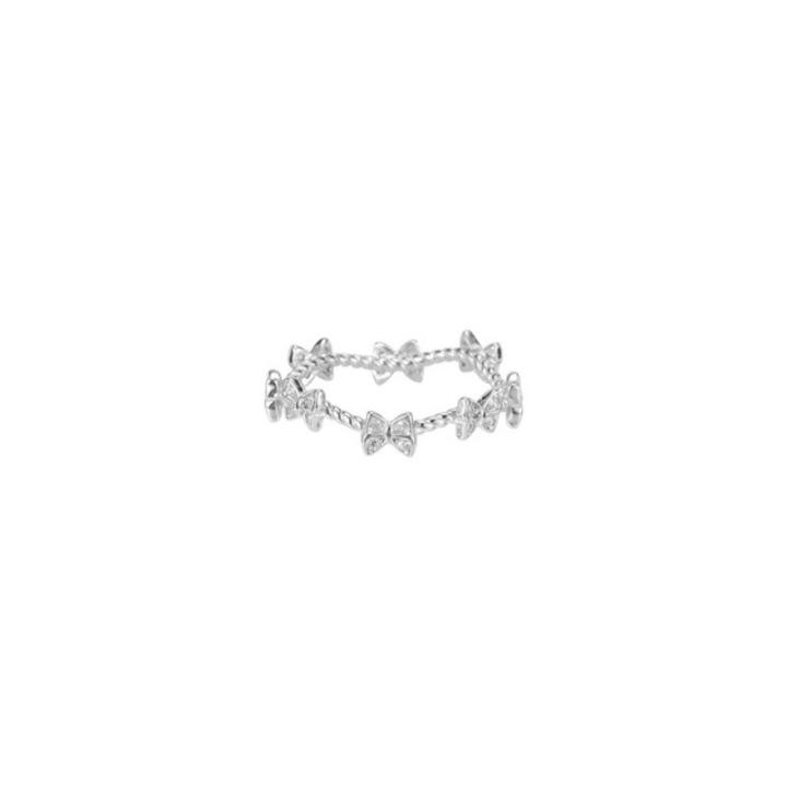 Inel CK din argint 925 cu moissanite, design elegant, dimensiune 14, argintiu