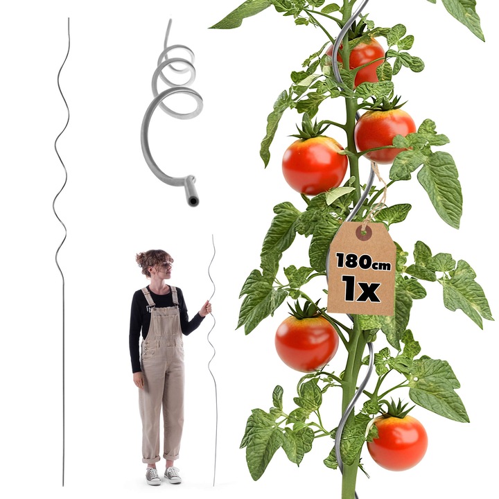 Suport spiralat pentru plante, KADAX, aluminiu, 180 cm, argintie