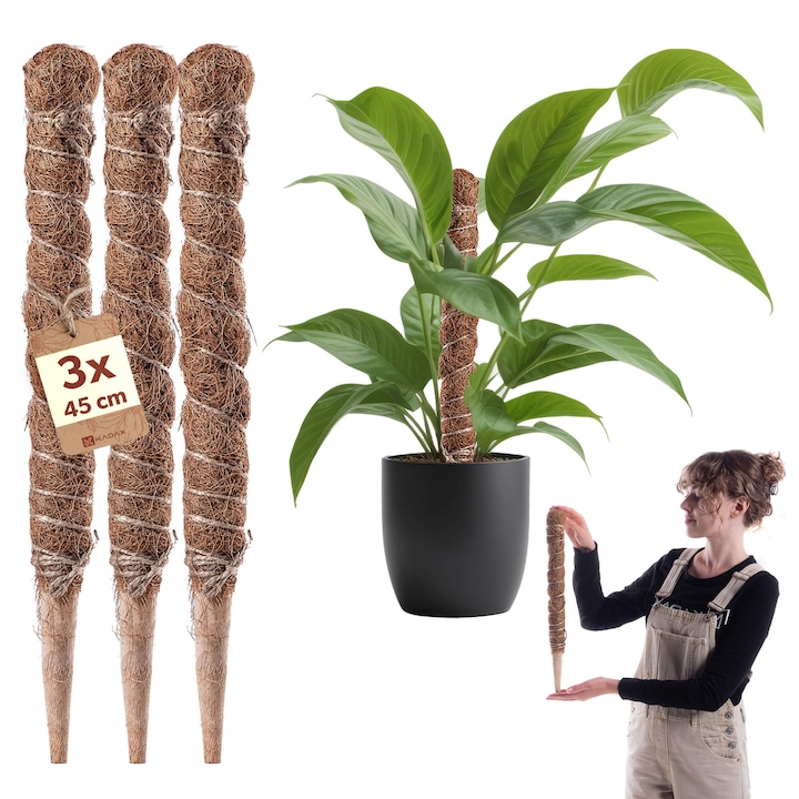 Suport pentru plante KADAX, set 3 buc, 45 cm, fibra naturala de cocos, ecologic, stabil