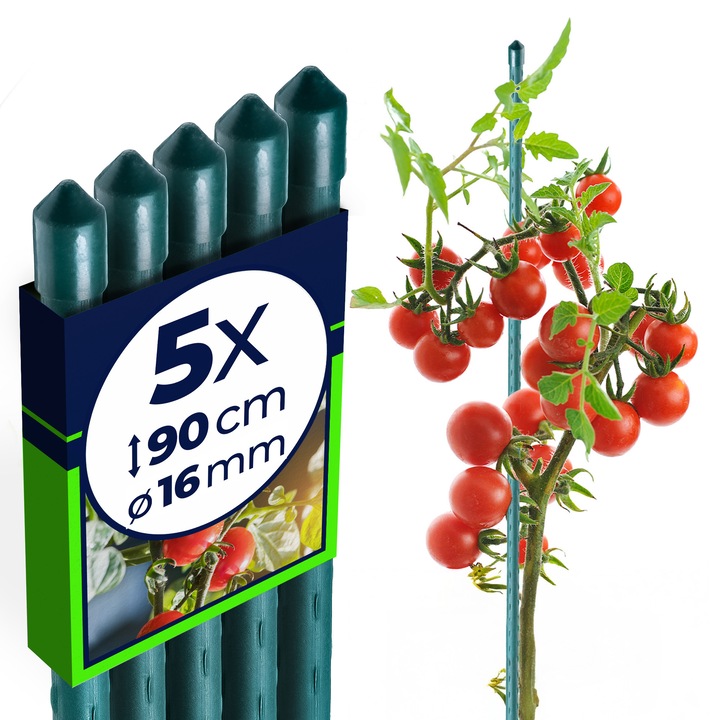 Set 5 suporturi pentru plante KADAX, 90cm, metalice, rezistente la intemperii, pentru flori si legume