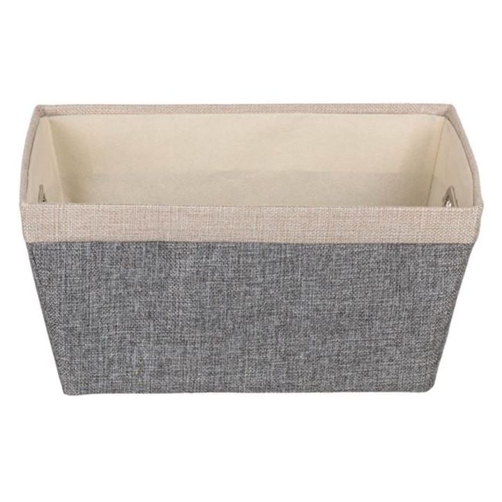 Cos Organizator Textil Gri Bej Cu Manere Metalice 21x22x16cm Pentru Depozitare