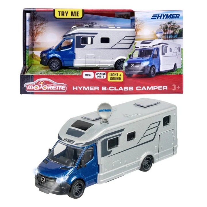 Rulota toy Simba Majorette HYMER B Class, 1:43, 25x13x10cm, cu efecte sonore, pentru copii 3-8 ani