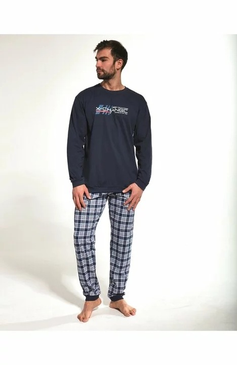 Pijama barbati Cornette bumbac M115-157dwqfwq, Bleumarin