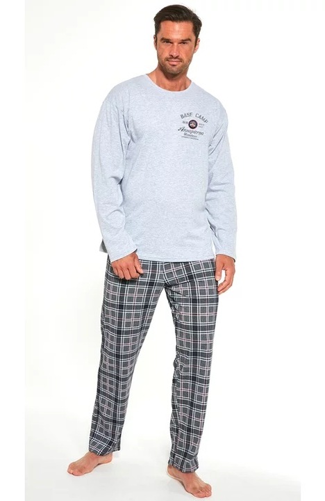 Pijama barbati Cornette 100% bumbac M124-185 Base Camp, Gri, Gri