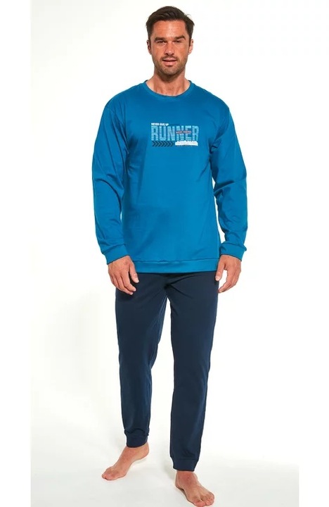 Pijama barbati Cornette 100% bumbac M461-181 Runner, Albastru, Albastru
