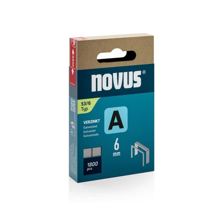 Тънки скоби, Novus A 53, 6 мм, комплект 1800 броя