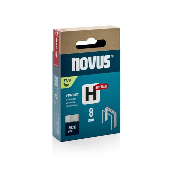 Тънки скоби, Novus H 37, 8 мм, комплект 1870 броя