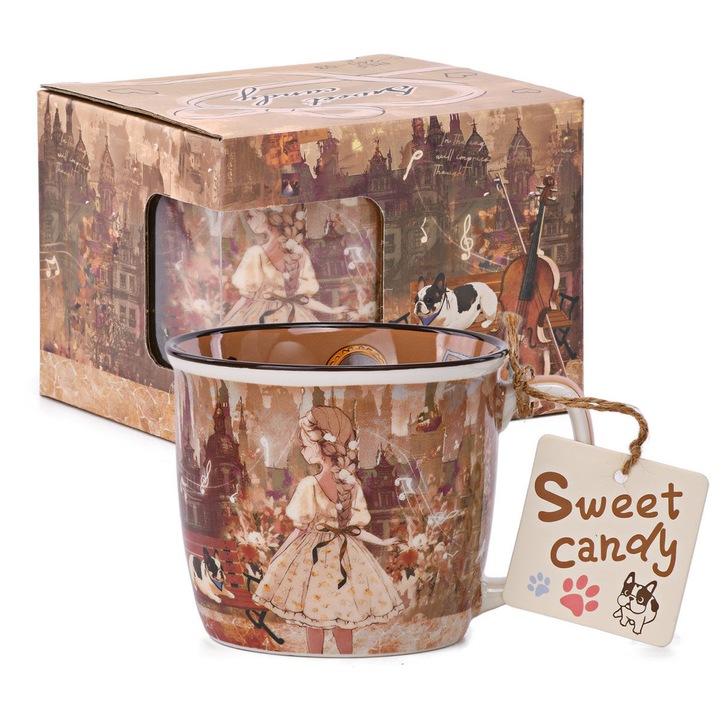 Sweet Candy kerámia bögre, 9.9x8.2cm, Fall/Winter 2025/2026 kollekció, barna