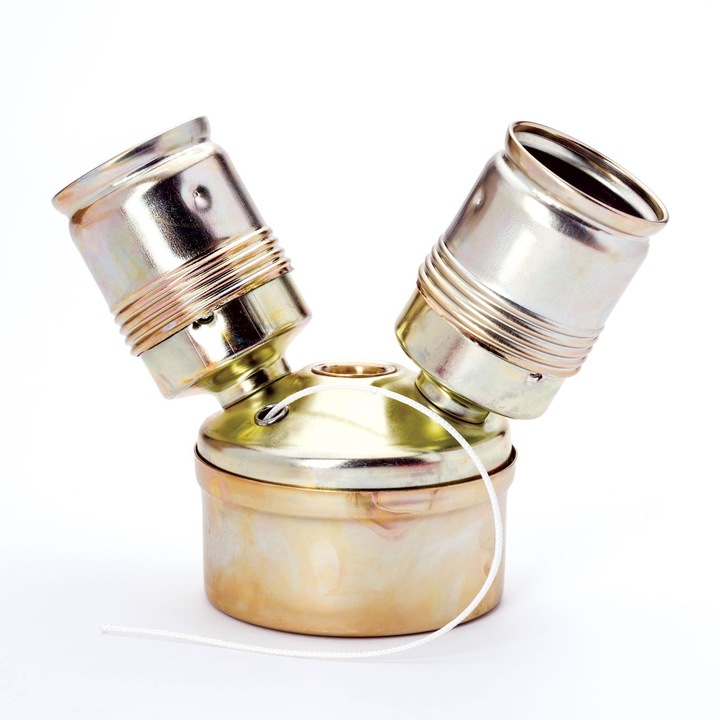 Divizor de lampa cu intrerupator serie, dulie 2xE27 Material metal Alama lungime 67 mm, latime 122 mm inaltime 103 mm ORION