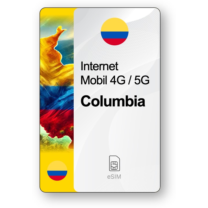 ESIM Internet Columbia, valabil 7 zile, trafic 50 GB