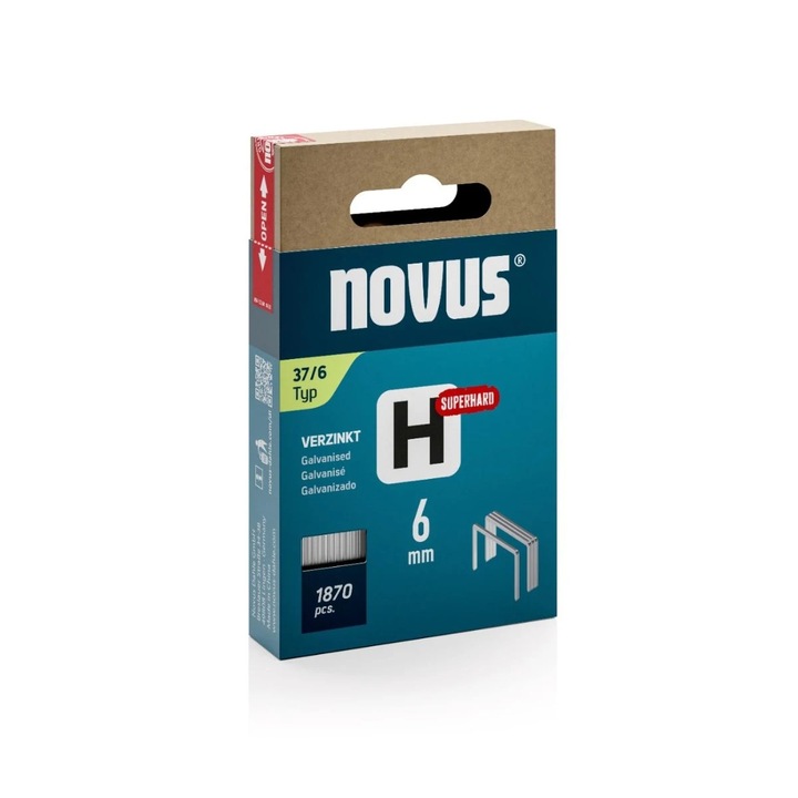 Тънки скоби, Novus H 37, 6 мм, комплект 1870 броя