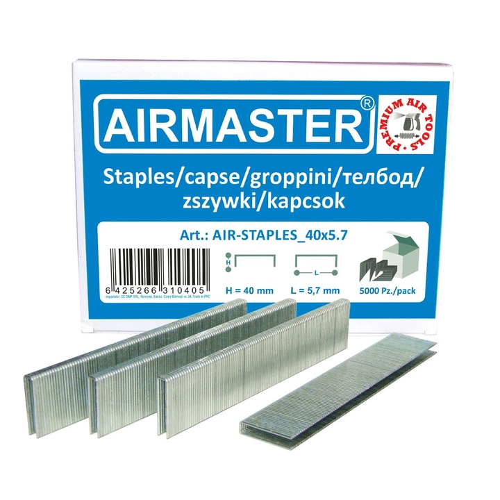 Капси Airmaster 18128, 40 мм, комплект 5000 броя