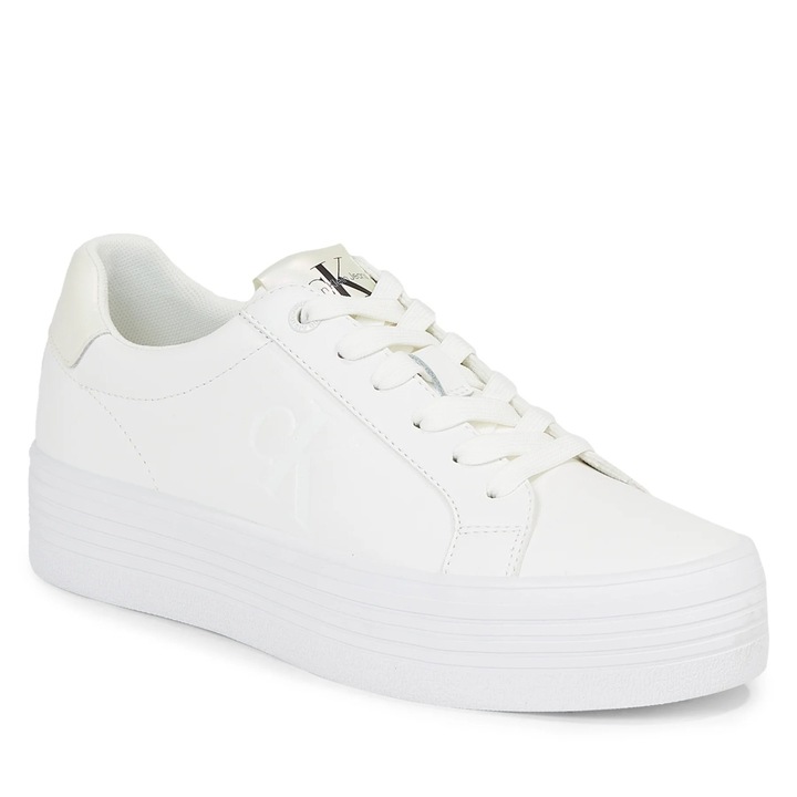 Pantofi sport dama Calvin Klein BOLD VULC FLATF LACEUP LTH WN, Piele naturala, Alb, 39 EU