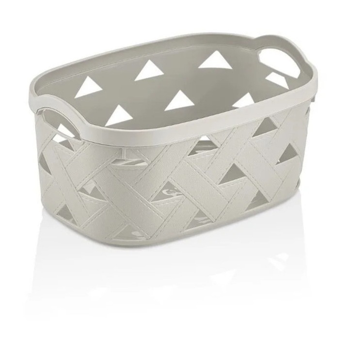 Cos de depozitare din piele, Sungroup, 5.8 L, bej, 30x20.3x14cm