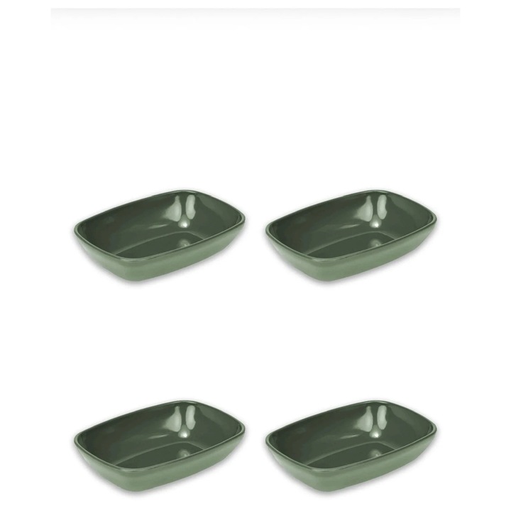 Bol patrat pentru mic dejun, Sungroup, 18x14x4cm, verde, set de 1 bucata