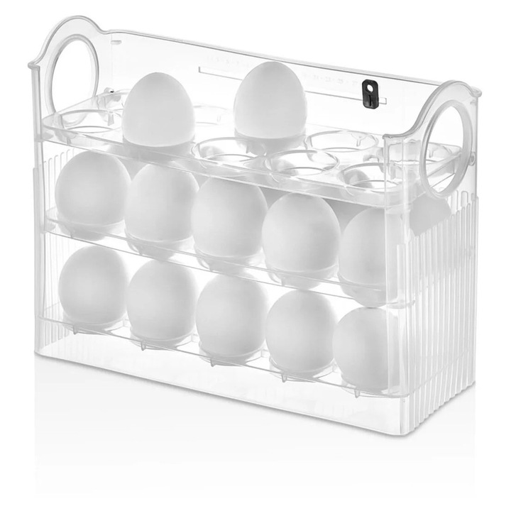Tojásrendező hűtőszekrényhez, Sungroup, 30 rekeszes, átlátszó, 25x9.5x19cm