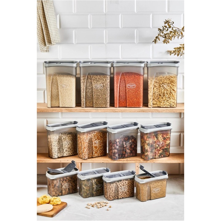 Sungroup 12 db-os élelmiszertároló készlet 2400ml, 1700ml, 1200ml, antracit