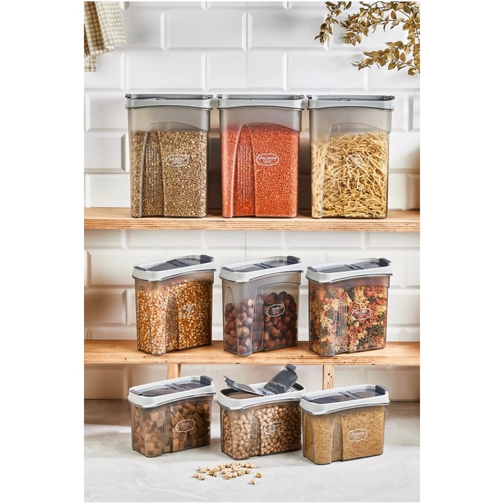 Sungroup 9 db élelmiszertároló doboz készlet, 2400ml, 1700ml, 1200ml, antracit