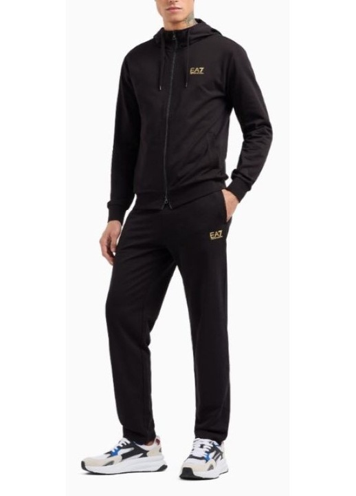 Trening barbati EA7 TRAIN CORE ID M T-SUIT HOODIE FZ OH COFT CC, Bumbac, Negru, L INTL
