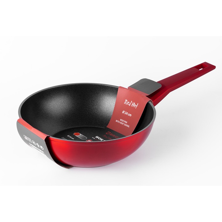 Алуминиев тиган Brio Red Hot, WOK Ø24см с незалепващо покритие, индукция