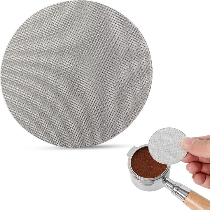 Sita pentru portafiltru espresso, imbunatateste presiunea si aroma cafelei, otel inoxidabil, accesoriu barista profesional, 51 mm x 1.7 mm