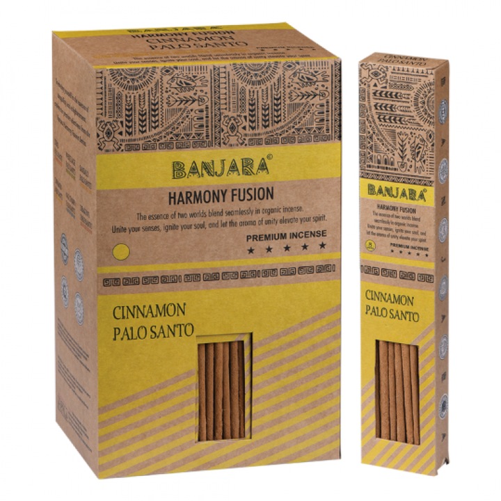 Betisoare parfumate BANJARA, cu Palo Santo & Scortisoara, 0,046 kg