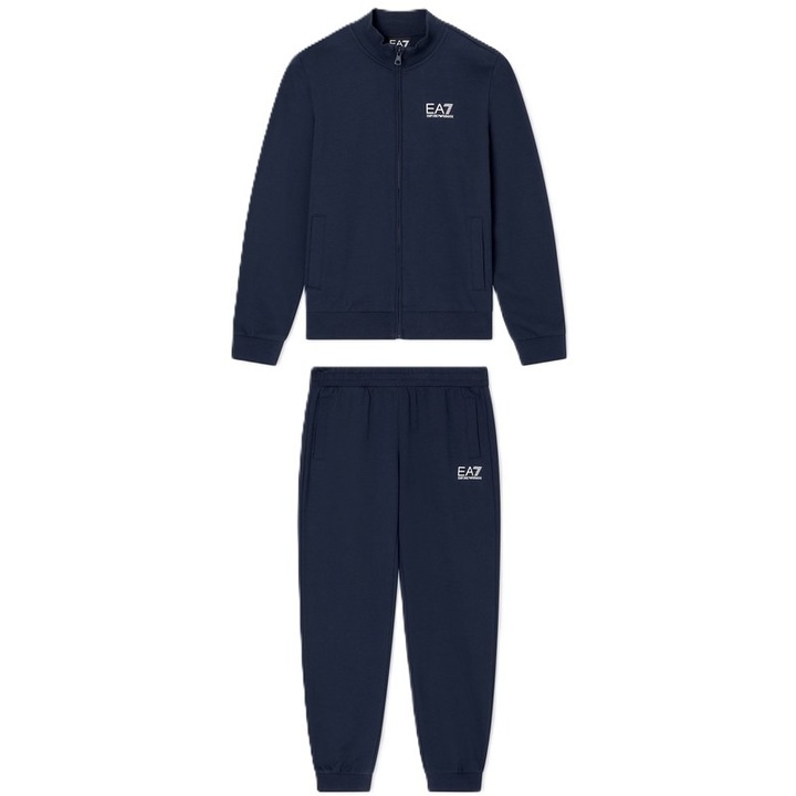 Trening baieti EA7 TRAIN CORE ID T-SUIT T-TOP FZ CH COFT CC, Bumbac, Albastru