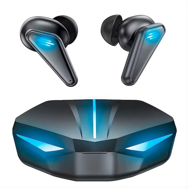 K55 vezeték nélküli fülhallgató, Bluetooth 5.0, vízálló, fekete, fülbe helyezhető