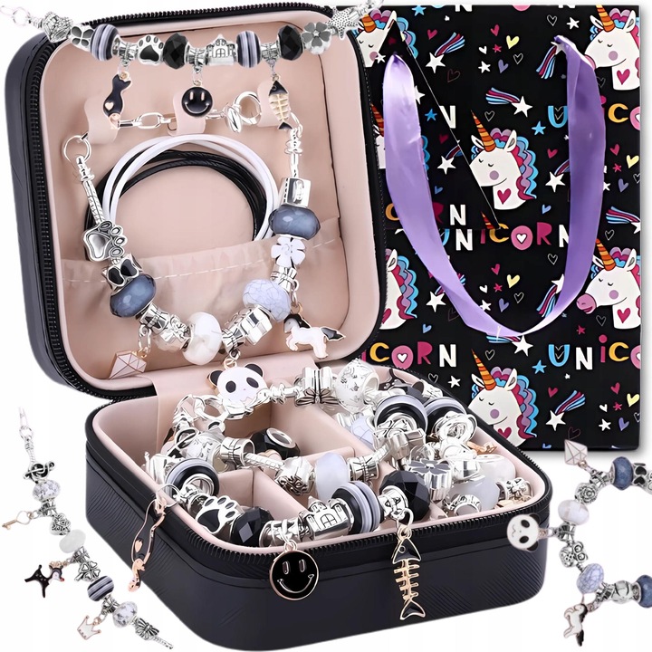 Set mare pentru realizarea de bratari si coliere, inny, 66 de piese, multicolor, 15-20cm, cutie 9, 5x9, 5x5cm