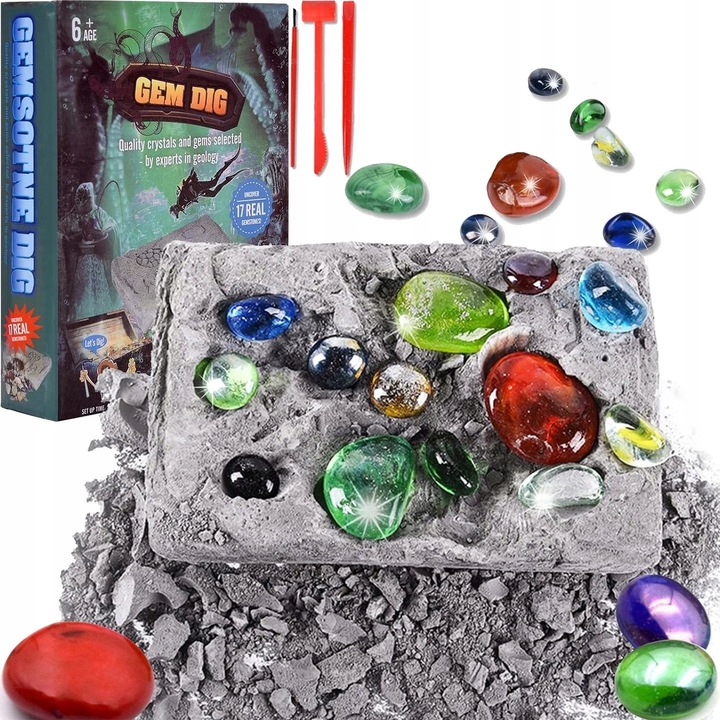 Set de excavară pentru copii, inny, mina de cristal de diamant, unelte speciale, siguranță, 5 ani+