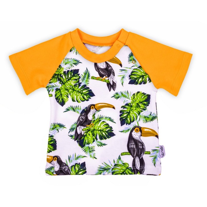 Fiú póló NICOL, tukán mintás, narancssárga, fehér, 68 CM