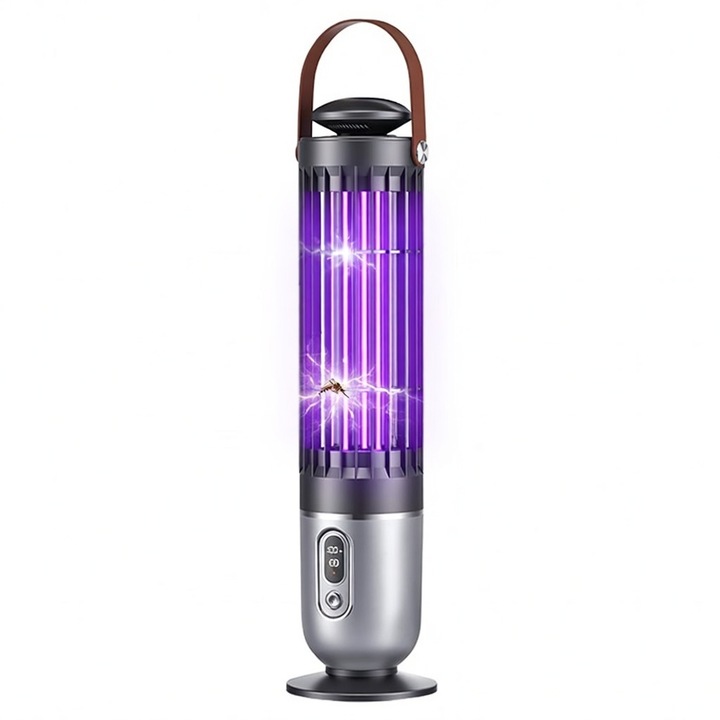 OLOEY UV szúnyogirtó lámpa + éjjeli fény 2 az 1-ben, 360°-os lefedettség, C típusú újratölthető 4000mAh, csendes, hordozható fogantyúval és alappal, beltéri/kültéri/kemping, gyermek- és állatbarát
