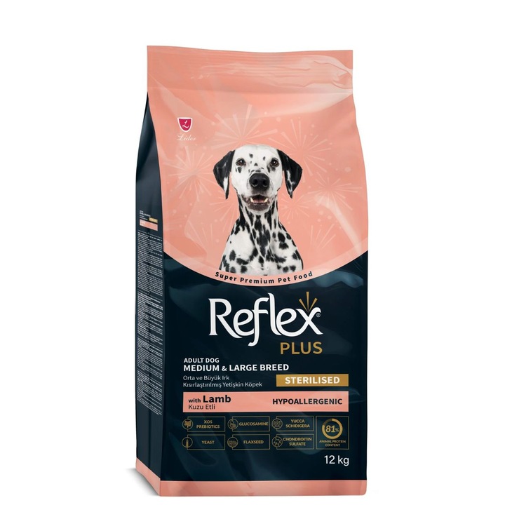 Hrana uscata pentru caini, Reflex Light & Sterilised, Adult, Hipoalergenica, Miel si Orez, 12 Kg