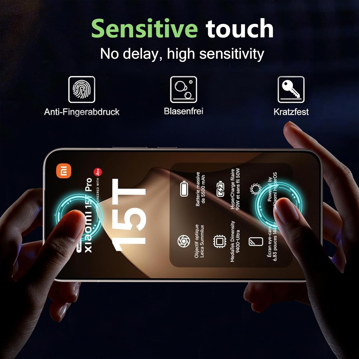 Set 2 Folie Sticla pentru Xiaomi 15T/15T Pro – Sticla Securizata 9H+, Claritate Super HD, Tratament Oleofob Electronic, Anti-Amprenta, Sensibilitate Touch Avansata, Acoperire Completa Compatibila cu Husa