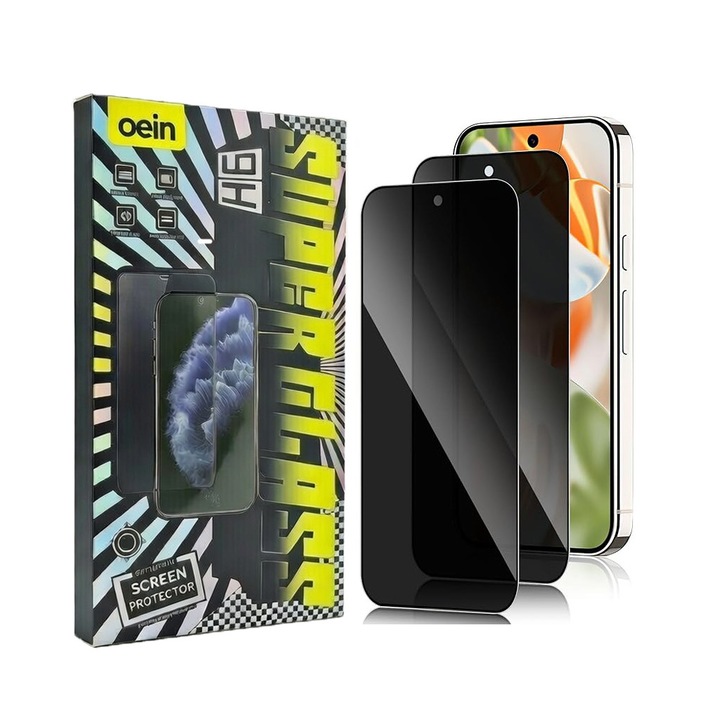 Set 2 Folie Sticla Privacy pentru Google Pixel 9 Oein® – Sticla Securizata 9H+, Anti-Spy 28 Grade, Claritate HD, Tratament Oleofob Electronic, Anti-Amprenta, Sensibilitate Touch Avansata