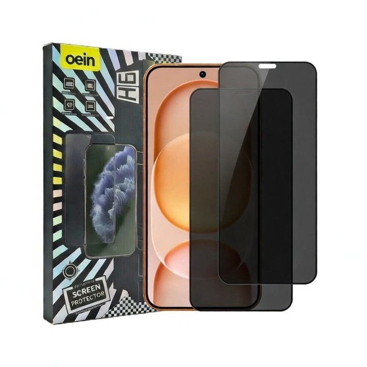 Set 2 Folie Sticla Privacy pentru Honor Magic8 Pro – Sticla Securizata 9H+ Anti-Spy 28 Grade, Claritate HD, Tratament Oleofob Electronic, Anti-Amprenta, Sensibilitate Touch Avansata, Acoperire Completa Compatibila cu Husa cu Margini Negre