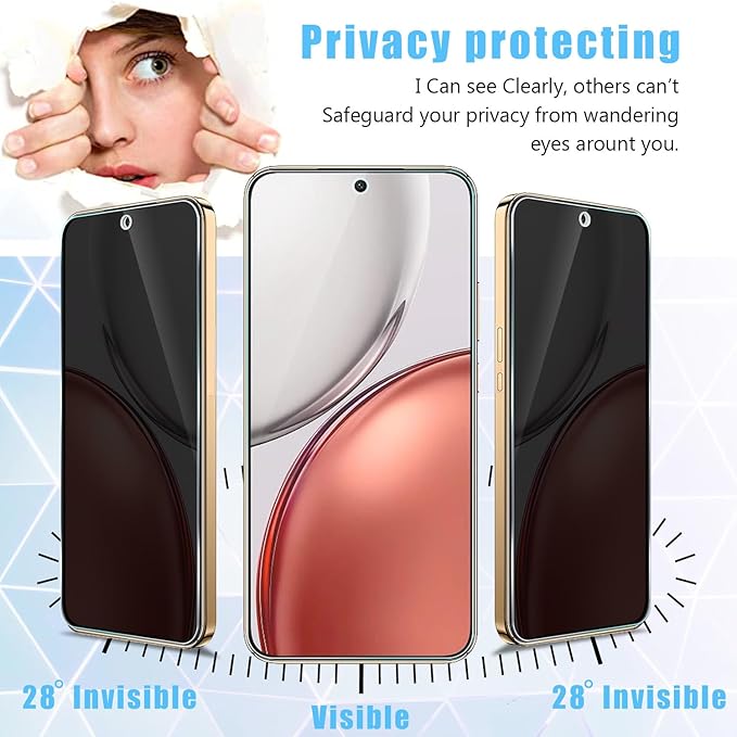 Set 2 Folie Sticla Privacy pentru Honor magic8 Lite Oein® – Sticla Securizata 9H+, Anti-Spy 28 Grade, Claritate HD, Tratament Oleofob Electronic, Anti-Amprenta, Sensibilitate Touch Avansata