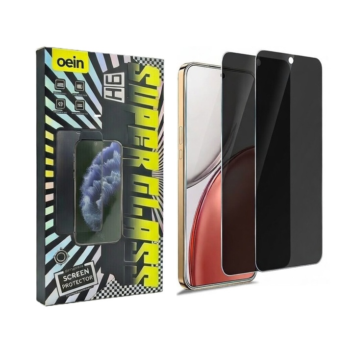 Set 2 Folie Sticla Privacy pentru Honor magic8 Lite Oein® – Sticla Securizata 9H+, Anti-Spy 28 Grade, Claritate HD, Tratament Oleofob Electronic, Anti-Amprenta, Sensibilitate Touch Avansata