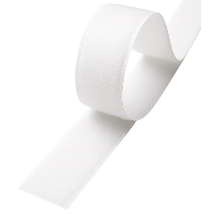 Tépőzár készlet varráshoz, fehér, 30mm, 25 m, kampós + hurkos
