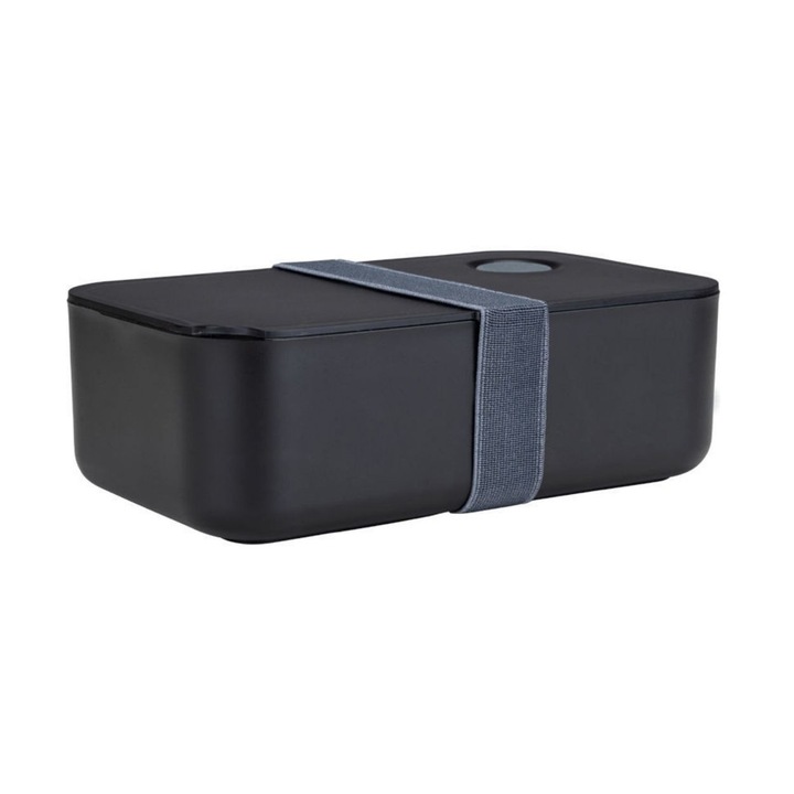 Caserola alimentara ESTIA, neagră, 1000 ml, cu compartiment detasabil