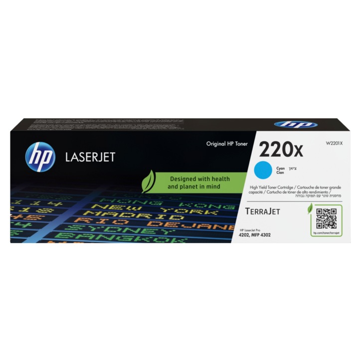 Мастилена касета HP 220X Cyan Original LaserJet Toner Crtg; за CLJ 4202/4302, Капацитет 5500 страници