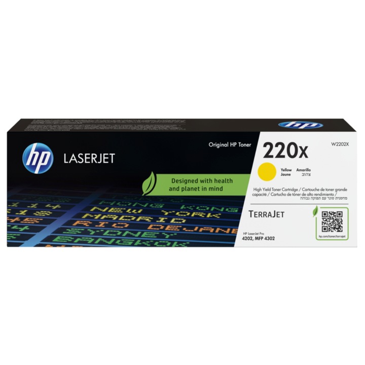 Мастилена касета HP 220X Yellow Original LaserJet Toner Crtg; за CLJ 4202/4302, Капацитет 5.500 страници