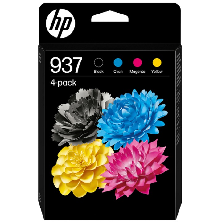 Cartus cerneala HP 937 CMYK Original Ink Cartridge 4-Pack; pt. OJ Pro 8122e/8132e; cap. 1250 / 800 / 800 / 800 pag
