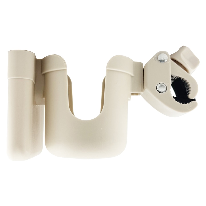 Suport pentru Pahar si Telefon, Leski, Suport Universal pentru Sticle cu Fixare de bara, Compatibil cu Bicicleta, Carucior pentru Bebelusi, 20 x 10 x 9.5 cm, Alb