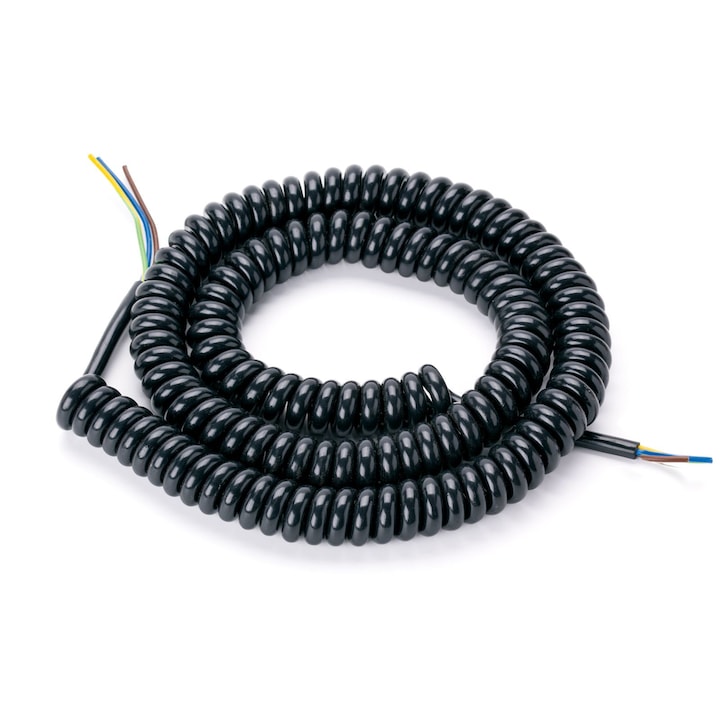 Cablu spiralat pentru Suspensie, PVC, 3x0, 75 mm², 45cm, Subtire, Finisaj negru ORION
