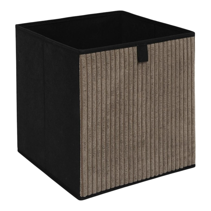 Cutie Depozitare Pliabila, HOWHOMELY, Corduroy Box, 30x30x30 cm, Taupe, Material Textil Raiat Stil Catifea Cord, Organizator Cu Maner Pentru Rafturi Kallax, Design Modern Si Practic, Ideala Pentru Haine Sau Jucarii