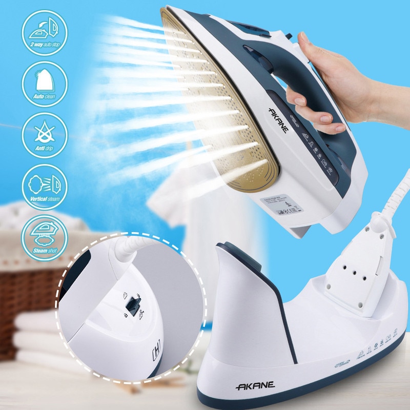 Fier de calcat cu abur AKANE Calcator electric cu abur –Putere de 2600 W, talpa ceramica, abur vertical, oprire automata bidirectionala – utilizare cablata si fara fir pentru calcat rapid si eficient