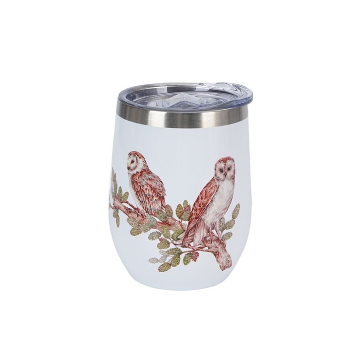 Cana termica duo, Ptasi swiat, 330 ml, 7,8x11,5cm, design cu pasari